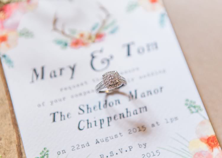 Floral Antler Stationery Invitations Vintage Engagement Ring Colourful Festival Wedding Ideas http://www.sungblue.com/