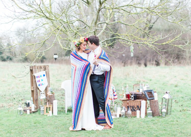 Crochet Blanket Bride Groom Colourful Festival Wedding Ideas http://www.sungblue.com/