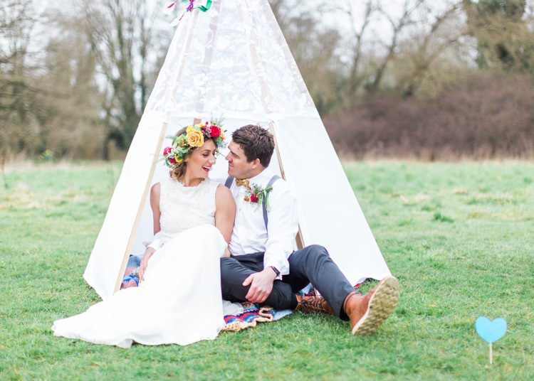 Tipi Bride Groom Colourful Festival Wedding Ideas http://www.sungblue.com/