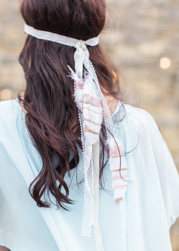 Feather Lace Ribbon Hair Peice Bridesmaid Colourful Festival Wedding Ideas http://www.sungblue.com/