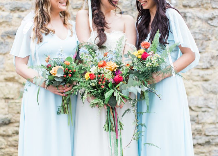 Flowers Bouquet Bride Bridal Greenery Foliage Whimsical Rose Large Fern Green Bridesmaids Colourful Festival Wedding Ideas http://www.sungblue.com/