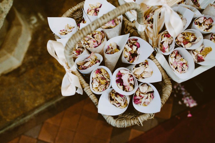 Petal Confetti Cones Basket Romantic Pastel Countryside Wedding http://davidjenkinsphotography.com/