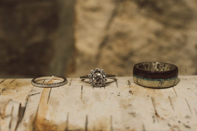 Flower Engagement Ring Wedding Bands Hippy Bohemian Outdoorsy Wedding in Pennsylvania http://tylerboye.com/