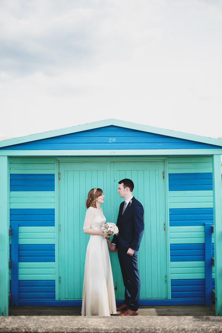 Beach Hut Bride Groom Blue Green Free Spirited Beautiful Beach Wedding https://www.paulfullerkentphotography.com/