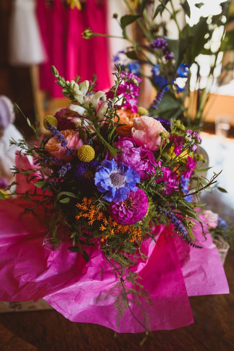 Colourful Multi Blooms Flowers Bouquet Blue Yellow Pink Bride Bridal Lavender Rose Crafty Botanical Natural Wedding http://www.jacksonandcophotography.com/