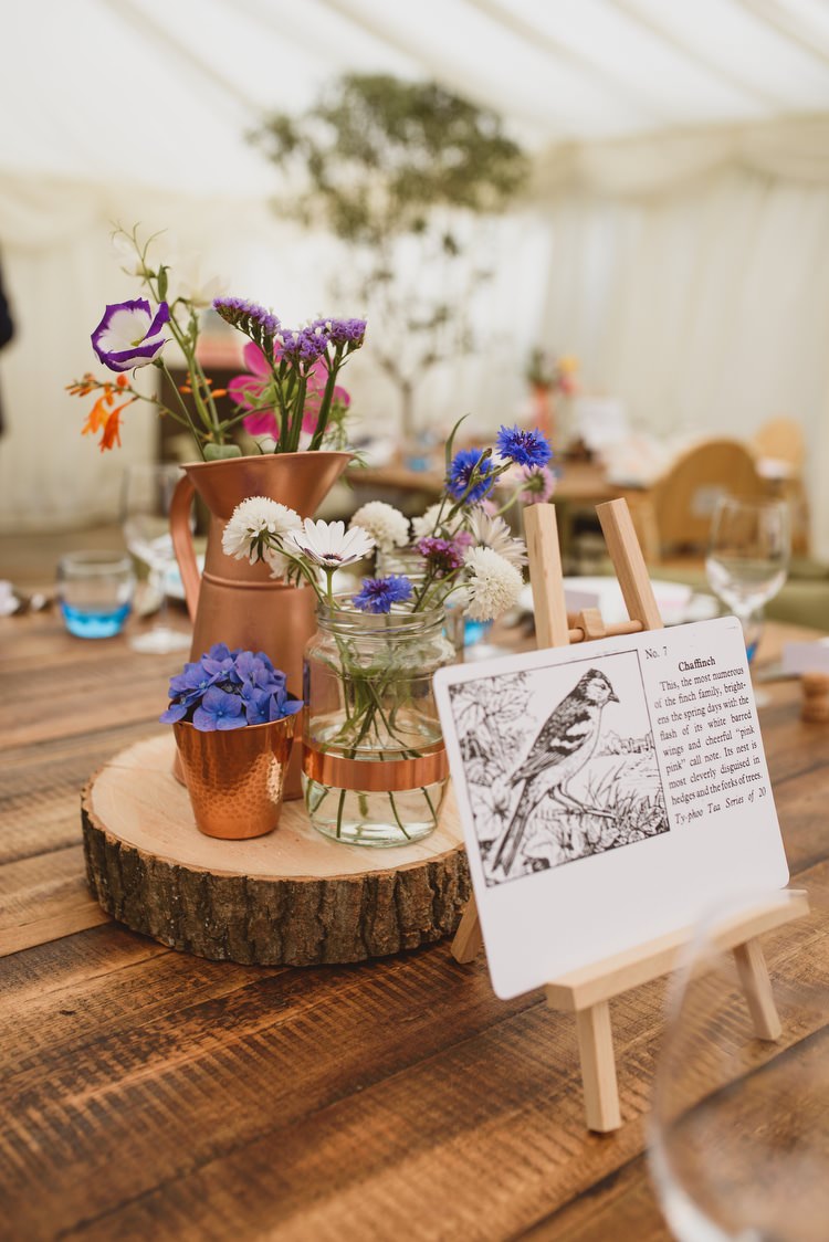 Wild Flowers Bottles Log Slice Centrepiece Decor Tables Crafty Botanical Natural Wedding http://www.jacksonandcophotography.com/