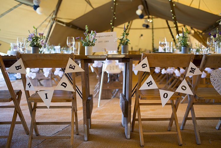 Bride Groom Chair Bunting Romantic Country Tipi Wedding http://jodiecoolingphotography.com/