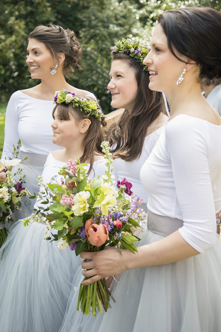 Bridesmaids Grey Tulle Skirts Flowers Flower Crowns Romantic Country Tipi Wedding http://jodiecoolingphotography.com/