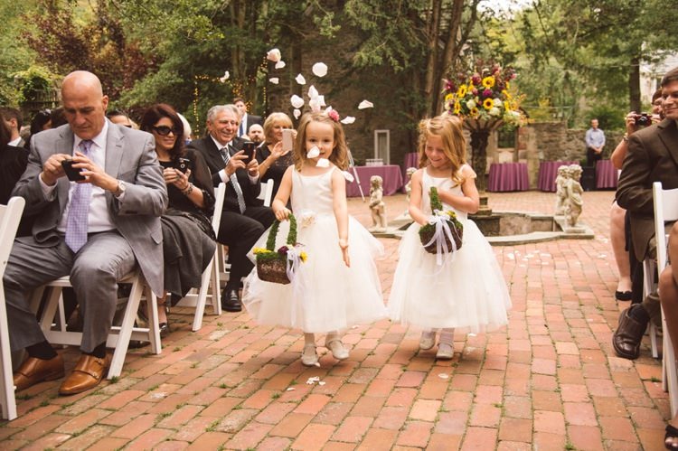 Outdoor Ceremony Flower Girls Petals Aisle Florals Hippy Bohemian Outdoorsy Wedding in Pennsylvania http://tylerboye.com/