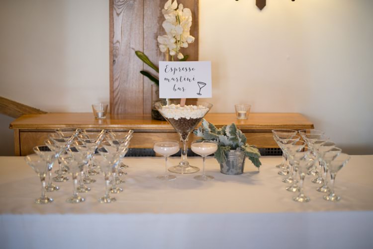 Espresso Martini Bar Station Drinks Cocktails Copper Dusky Lilac Grey Rustic Barn Wedding http://www.kayleighpope.co.uk/
