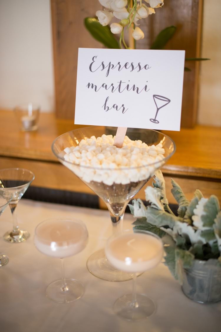 Espresso Martini Bar Station Drinks Cocktails Copper Dusky Lilac Grey Rustic Barn Wedding http://www.kayleighpope.co.uk/