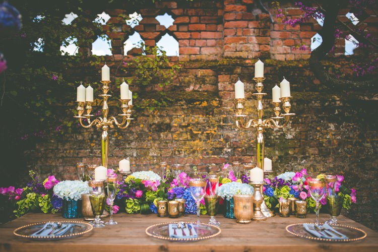 Blossom Tree Pink Table Decor Blue Flowers Centrepiece Runner Summer Brights Jewelled Glamour Wedding Ideas http://realsimplephotography.net/