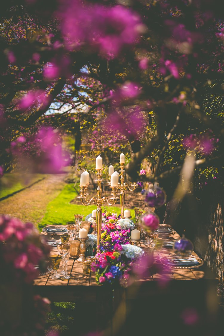 Blossom Tree Pink Table Decor Summer Brights Jewelled Glamour Wedding Ideas http://realsimplephotography.net/