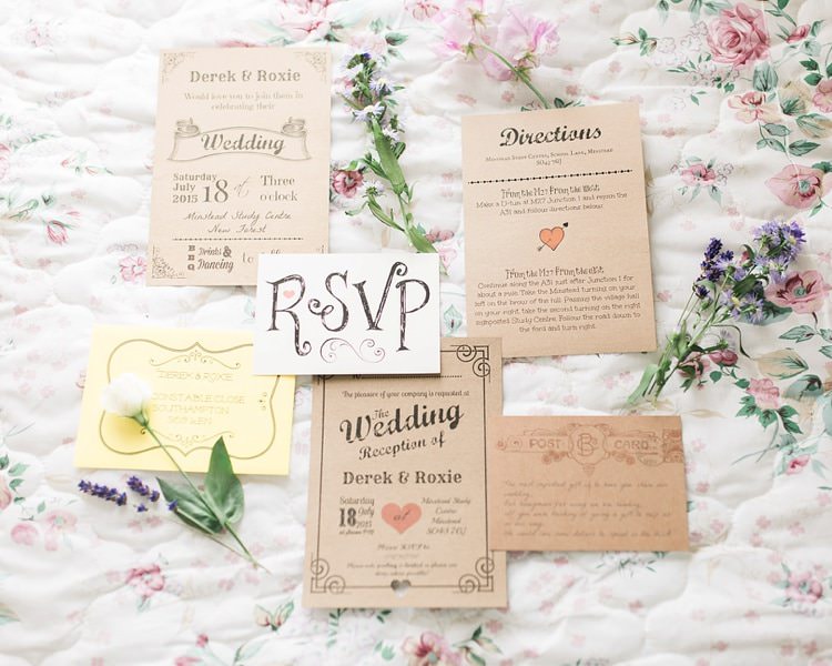 Illustrated Kraft Brown Paper Stationery Invitation Multicoloured DIY Rustic Wedding http://vickylamburn.com/