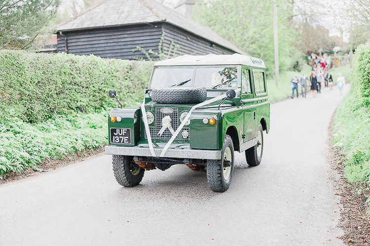 Land Rover Car Transport Outdoorsy Nature Pretty Pink Wedding http://whitestagweddings.com/