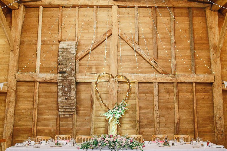 Top Table Fairy Lights Heart Willow Flowers Outdoorsy Nature Pretty Pink Wedding http://whitestagweddings.com/