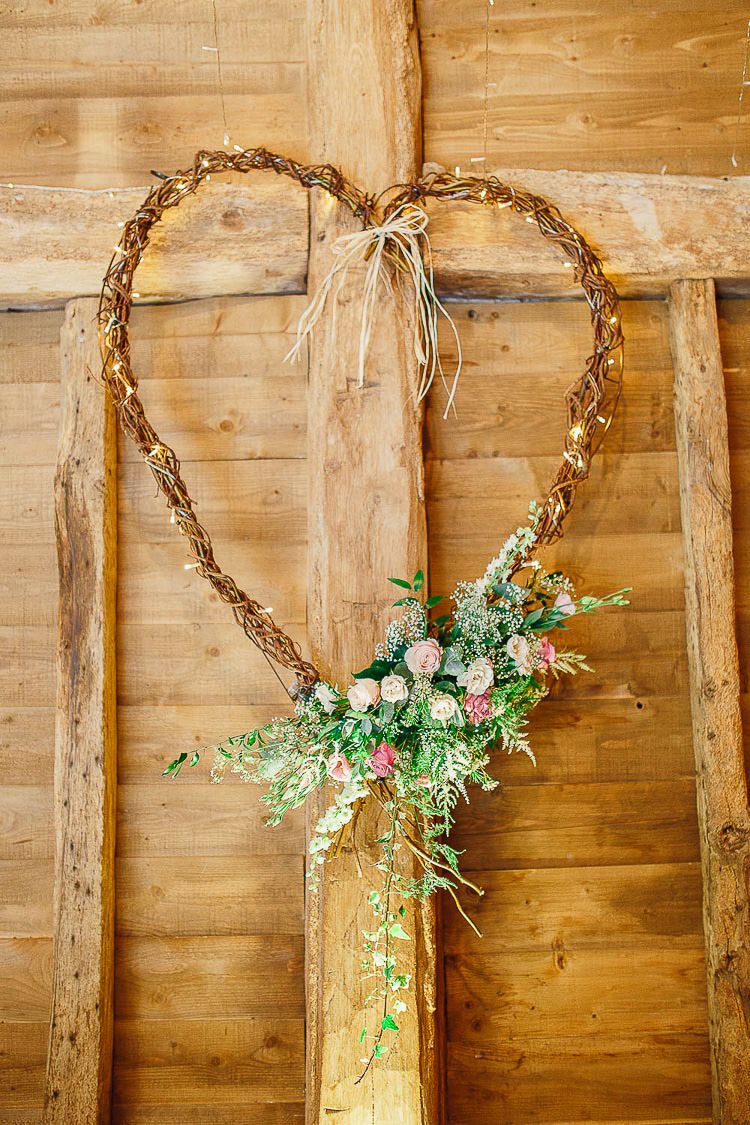 Willow Heart Fairy Light Flowers Outdoorsy Nature Pretty Pink Wedding http://whitestagweddings.com/
