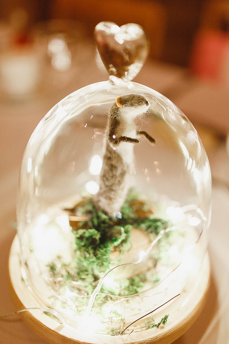 Bell Jar Felt Animals Mice Decor Outdoorsy Nature Pretty Pink Wedding http://whitestagweddings.com/