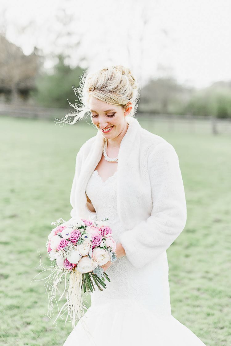 Fur Coat Jacket Bride Bridal Accessory Cover Up Outdoorsy Nature Pretty Pink Wedding http://whitestagweddings.com/