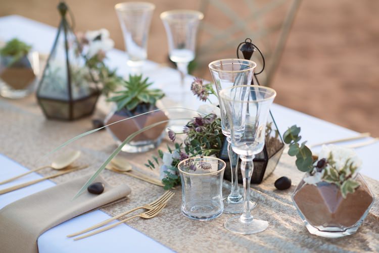 Reception Table Setting Black White Gold Sequin Table Runner Vases Green Succulent Plant Flowers Geometric Desert Dubai Wedding Ideas http://weddingphotographerdubai.me/