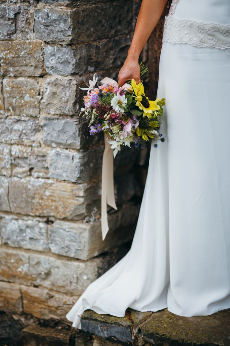 Wild Natural Ribbon Bouquet Bride Bridal Flowers Magical Sequins Fairy Lights Barn Wedding http://greenantlersphotography.com/