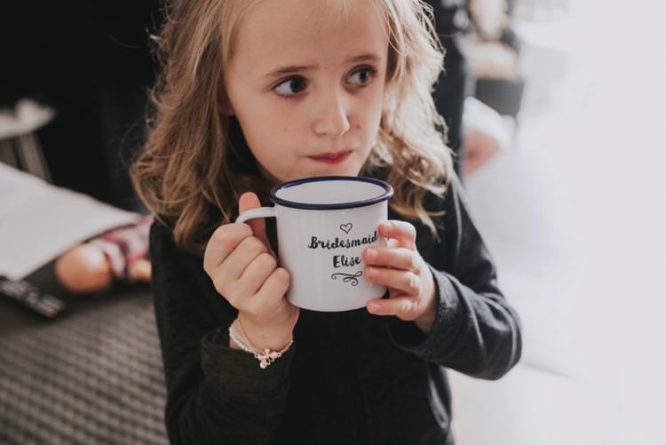 Bridesmaid Gift Cup Mug Whimsical Bright Village Hall Wedding http://www.beckyryanphotography.co.uk/