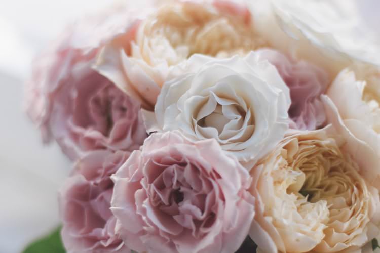 Bridal Bouquet Pink White Cream Peonies Flowers Modern Roof Terrace Dusk Wedding Madrid http://www.lorenasanjose.com/