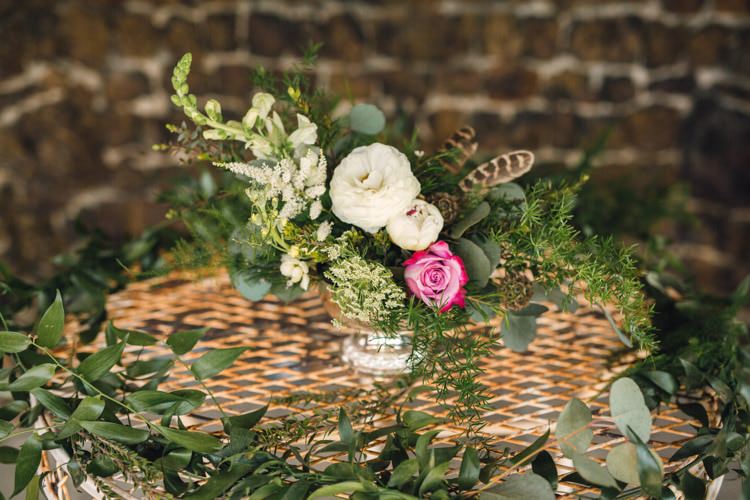 Flowers Vase Peony Rose Feathers Decor Table Boho Blossom Summer Wedding Ideas http://www.catlaneweddings.com/