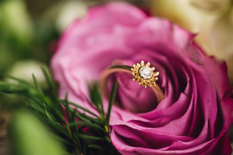 Gold Diamond Flower Engagement Ring Band Boho Blossom Summer Wedding Ideas http://www.catlaneweddings.com/