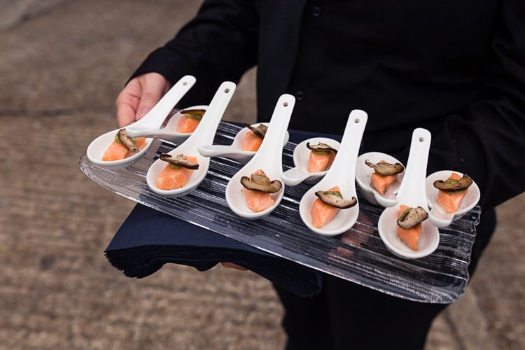 Canapes Urban London Stylish Navy White Wedding http://karibellamy.com/
