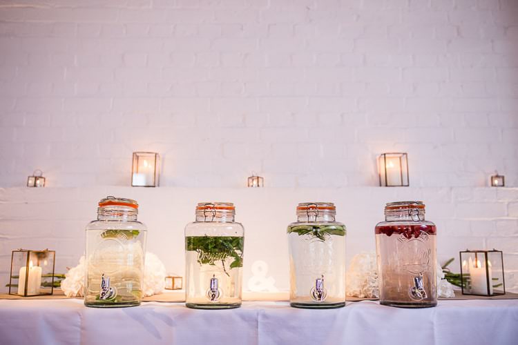 Drink Dispensers Water Flavoured Urban London Stylish Navy White Wedding http://karibellamy.com/