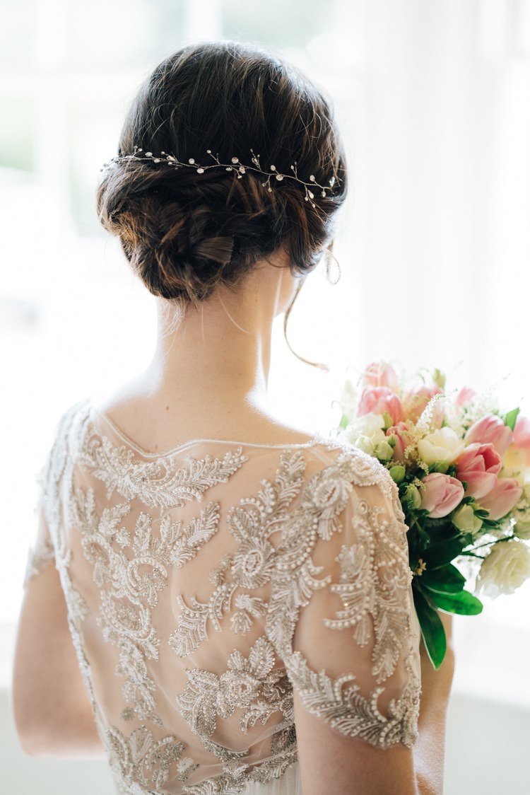 Sheer Embellished Gown Bride Bridal Dress Sleeves Vintage Glam Rose Gold Pink Wedding Ideas http://ivoryfayre.com/