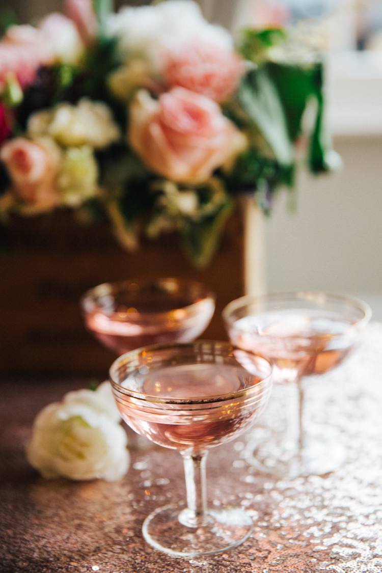 Pale Cocktails Sequins Vintage Glam Rose Gold Pink Wedding Ideas http://ivoryfayre.com/