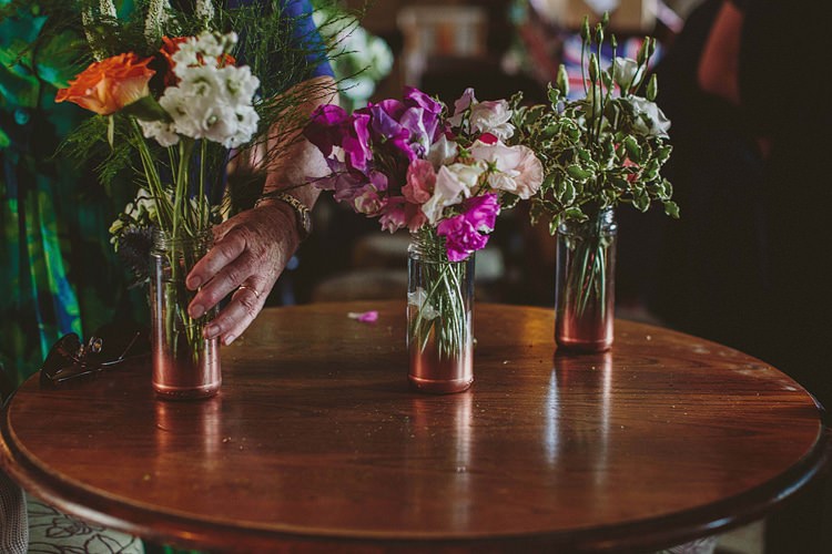 Flowers Rose Gold Jars Wild Homegrown Whimsical Outdoor Floral Wedding http://www.lukehayden.co.uk/