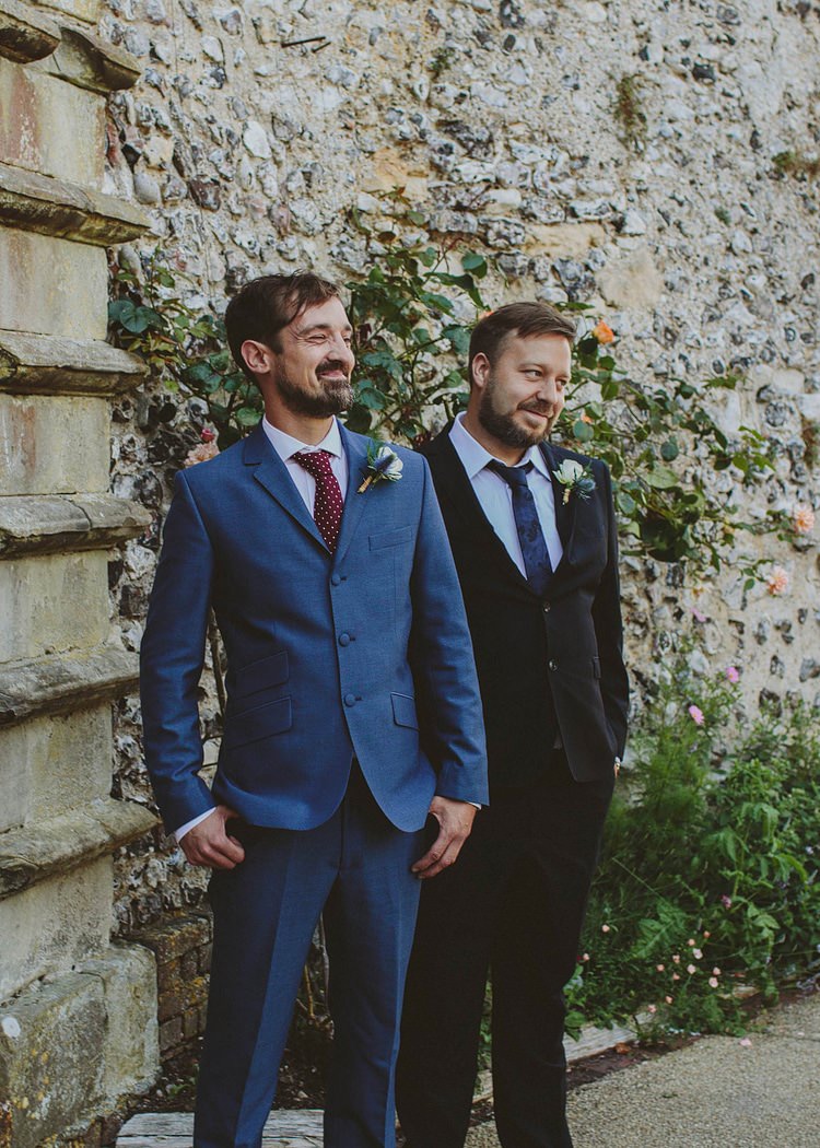 Blue Suit Groom Polka Dot Tie Jump The Gun Whimsical Outdoor Floral Wedding http://www.lukehayden.co.uk/