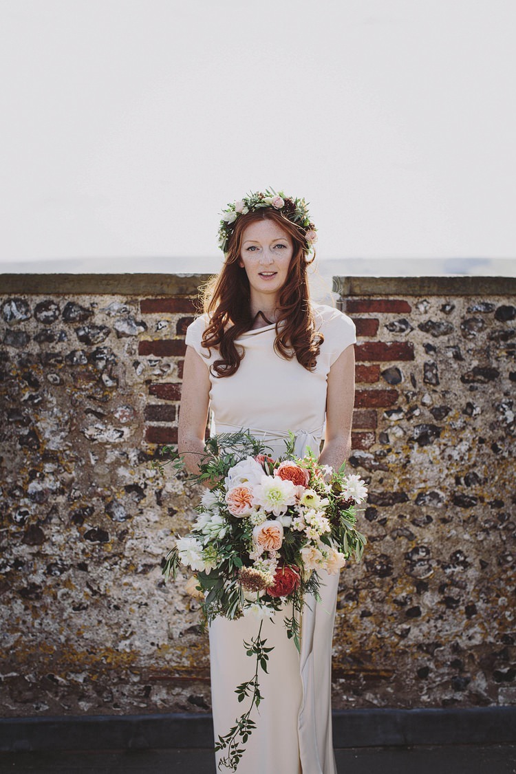 Sabina Motasem Dress Gown Bride Bridal Flower Crown Bouquet Whimsical Outdoor Floral Wedding http://www.lukehayden.co.uk/