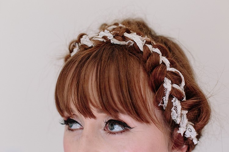 Plaited Braided Hair Bride Bridal Fringe Bangs Informal Vintage Personal Wedding http://www.marknewtonweddings.co.uk/