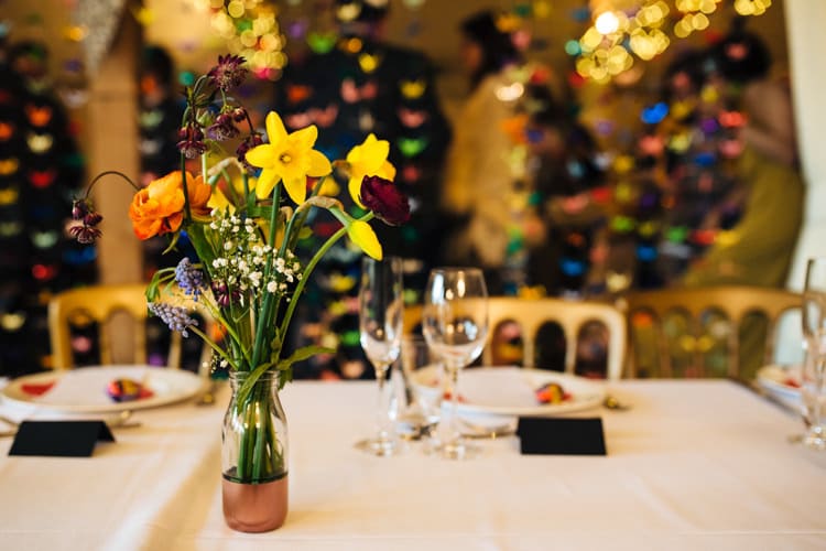 Metallic Bottle Flowers Spring Quirky Colourful Relaxed Fun Barn Wedding http://www.lushimaging.com/