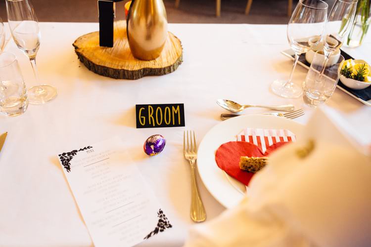 Black Gold Place Name Setting Card Quirky Colourful Relaxed Fun Barn Wedding http://www.lushimaging.com/