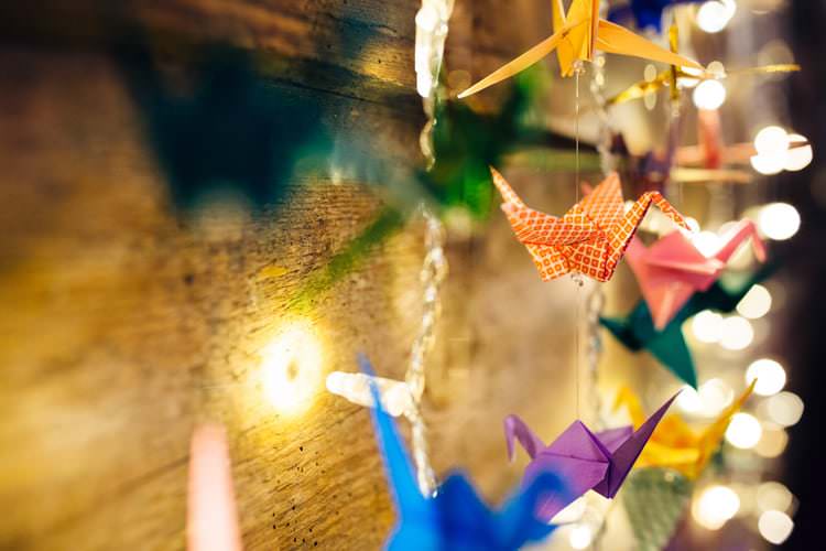 Origami Paper Cranes 1000 Quirky Colourful Relaxed Fun Barn Wedding http://www.lushimaging.com/