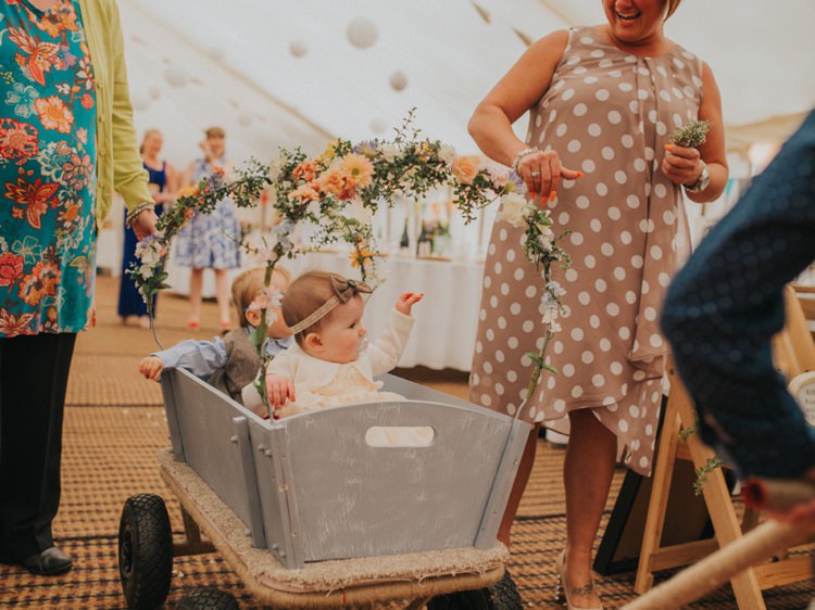Wagon Babies Aisle Page Boy Baby Flower Girl Creative Relaxed Child Friendly Wedding http://www.brookrosephotography.co.uk/