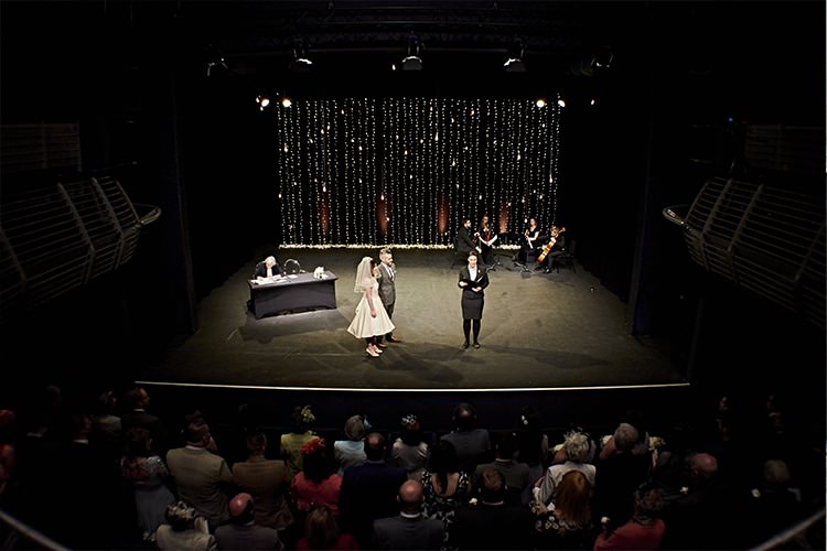 Theatre Ceremony Modern Mint Gold Grey City Wedding http://www.studiocano.co.uk/