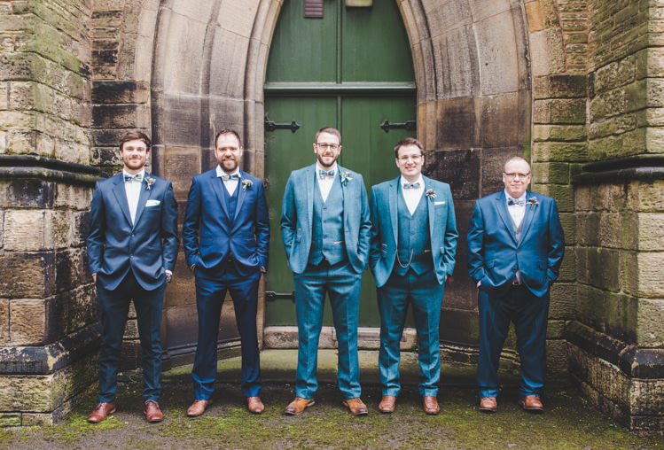 Blue Suit Bow Tie Groom Groomsmen Tan Shoes Colourful Home Made Spring Country Wedding http://www.racheljoycephotography.co.uk/