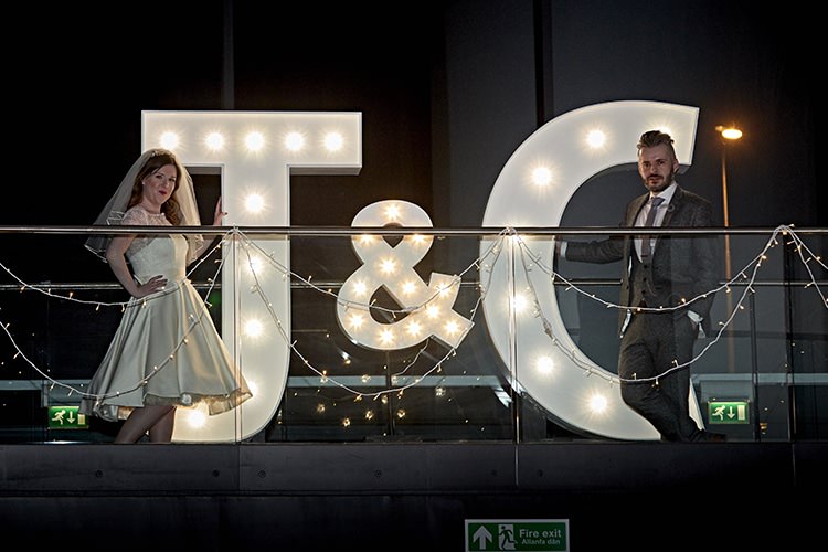 Letter Lights Modern Mint Gold Grey City Wedding http://www.studiocano.co.uk/