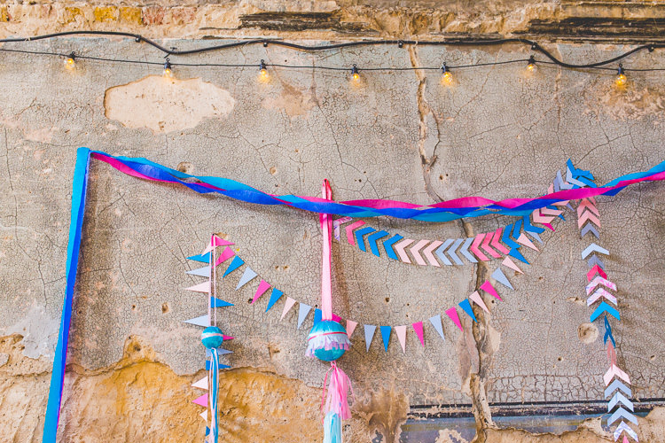 Paper Garland Flags Bunting Crepe Streamers Colourful Alternative Same Sex Wedding Ideas http://www.els-photography.com/