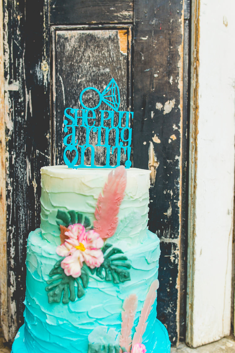 She Put A Ring On It Cake Topper Colourful Alternative Same Sex Wedding Ideas http://www.els-photography.com/