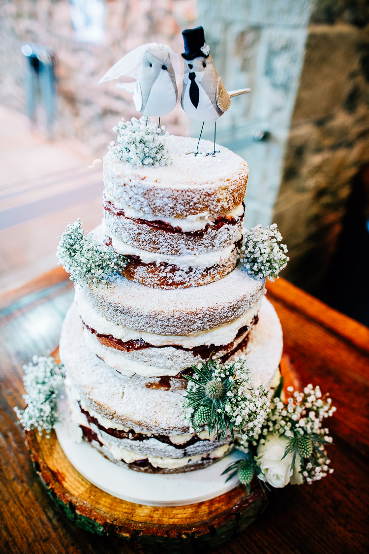 Naked Cake Sponge Victoria Layers Flowers Icing Log Dreamy Stylish Barn Wedding http://www.faircloughphotography.co.uk/