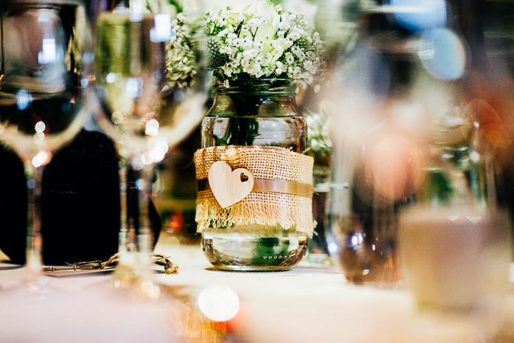 Hessian Jars Flowers Blooms Dreamy Stylish Barn Wedding http://www.faircloughphotography.co.uk/