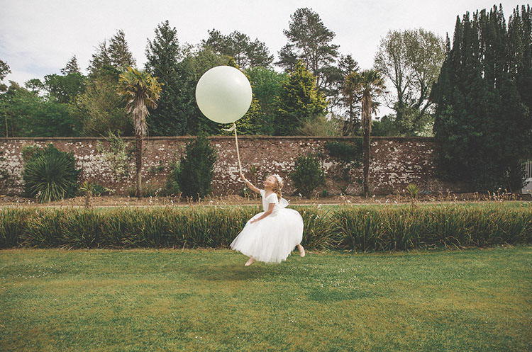 Flower Girl Giant Balloon Playful Peach Wedding Ideas http://www.kelleequinnphotography.com/