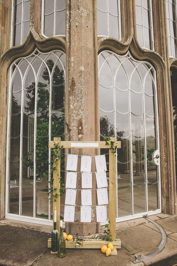 Wooden Frame Seating Table Plan Chart Playful Peach Wedding Ideas http://www.kelleequinnphotography.com/